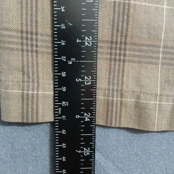 Talbots Women 14 Brown Plaid 100% Cotton V Neck Blazer Office Business - Picture 12 of 12